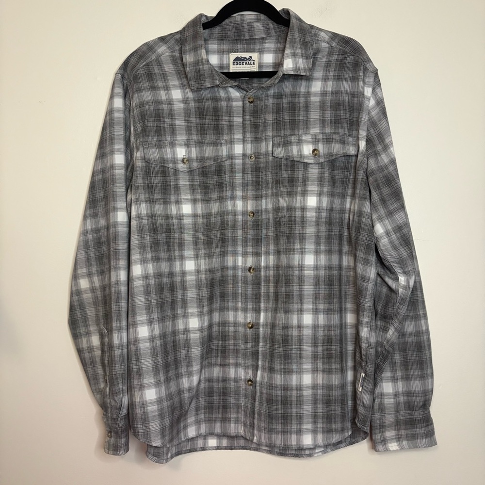 Edgevale Men’s XL Gray Plaid Fishing Shirt Made in‎ USA  Outdoor Workwear